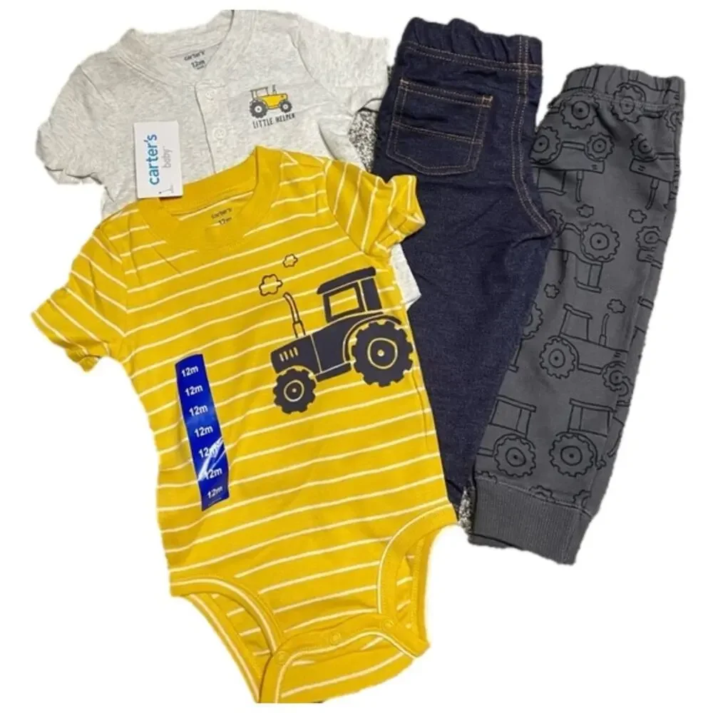 Carter’s Baby Boy 4 Piece Set Tractor 12 Month’s NWT